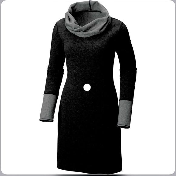 Columbia Dress Winter Dream Reversible black grey trim/grey blk trim sleeve L - Picture 1 of 16